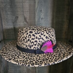 Leopard Print Flat Top Hat